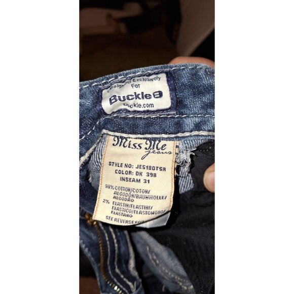 Miss Me Jeans Women's Size 30 Straight Leg Dark Wash JE5180TSR Rhinestone Bling - Picture 3 of 4